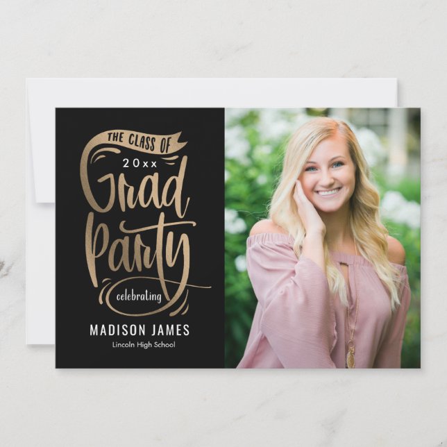 Faire-part Bannière de fête ÉDITABLE COULEUR Graduation Invit (Devant)