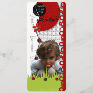 Faire-part baptême coccinelle Lou-Anne avec photo