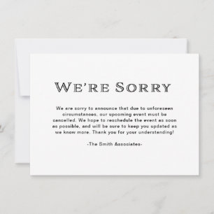 Faire-part Basique Elegant Noir et Blanc Annulation