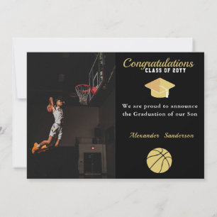 Faire-part Basket-ball noir blanc et or