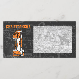 Faire-part Basketball Chalkboard Photo 1er anniversaire