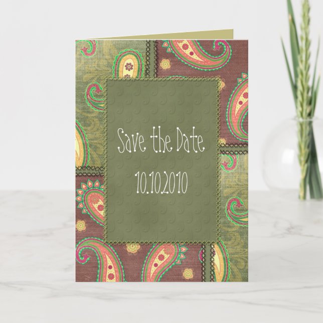 Faire-part Beautiful Paisley Enregistrer la date design (Devant)