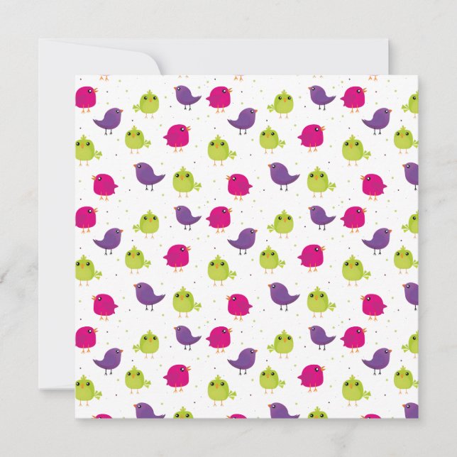 Faire-part Beaux oiseaux colorés (Devant)