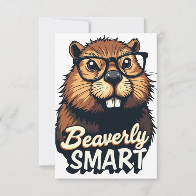 Faire-part Beaverly Smart - Drôle Castor avec lunettes Graphi (Devant)