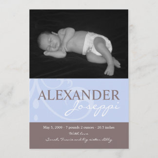 Faire-part bébé bleu ornement