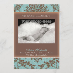 Faire-part bébé bleu vintage classique