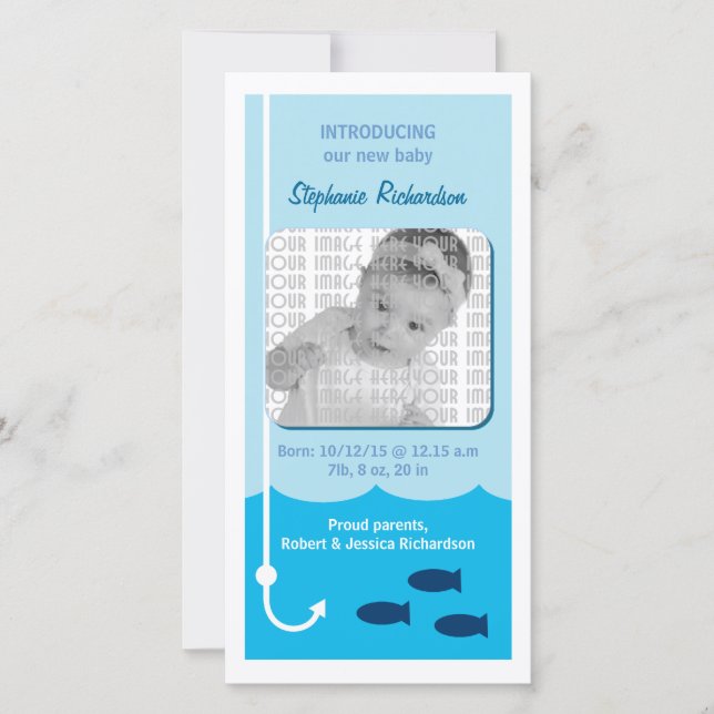 Faire-part bébé de pêche à marée basse (Devant)