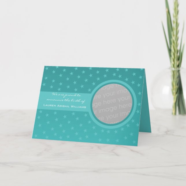 Faire-part bébé étoilé (Turquoise) (Devant)