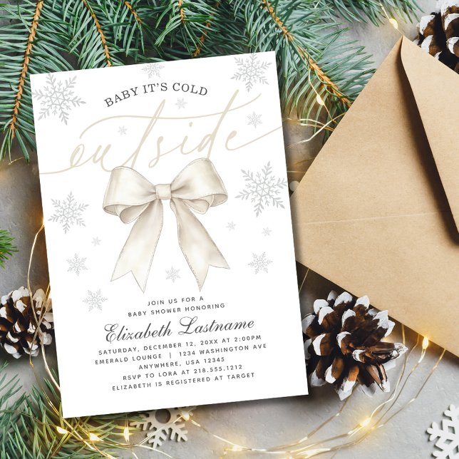 Faire-Part Bébé Fait Froid Dehors Shower Bébé Hive (Ivory Bow Baby Its Cold Outside Winter Baby Shower Invitation
Cream Bow Baby Its Cold Outside Invite)
