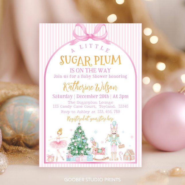 Faire-part Bébé Fête Prénatale Casse-Noisette Rose (Créateur téléchargé)