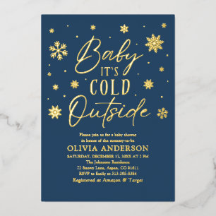 Faire-part Bébé Froid Dehors Flocons Bleus Baby Sh