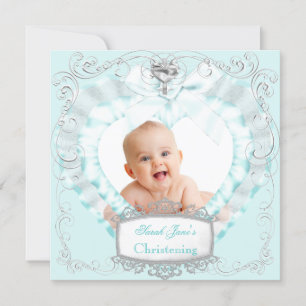 Faire-part Bébé garçon ou fille Croix de baptême Bleu