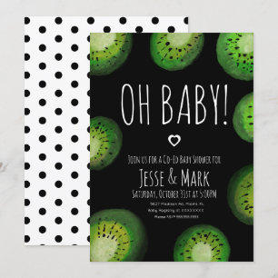 Faire-part bébé kiwi aquarelle pois