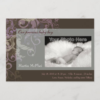 faire-part bébé marron tourbillonnant