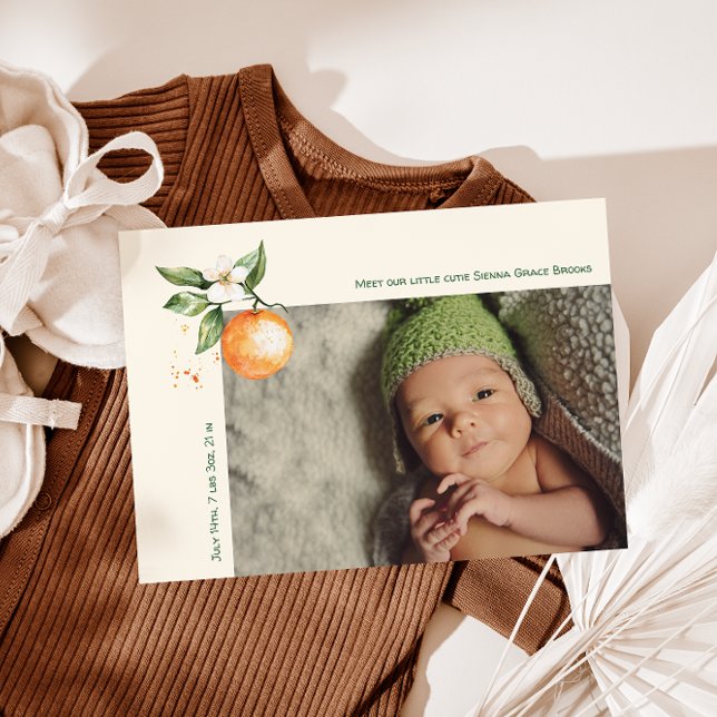 Faire-part Bébé Merci Little Cutie Citron Orange (Créateur téléchargé)