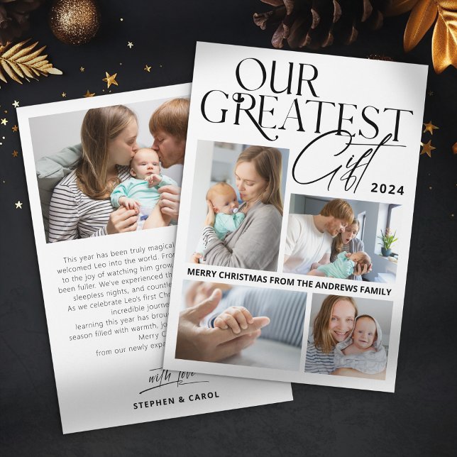 Faire-part bébé minimaliste 5 Photo Noël (Créateur téléchargé)