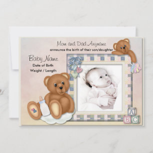 Faire-part bébé Nounours flou