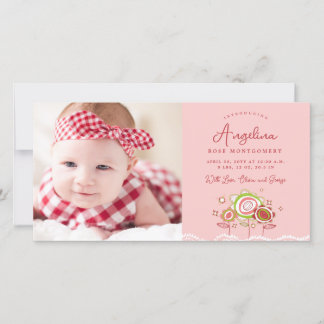 Faire-part Bébé Petite Fleur rose douce Photo Naissance