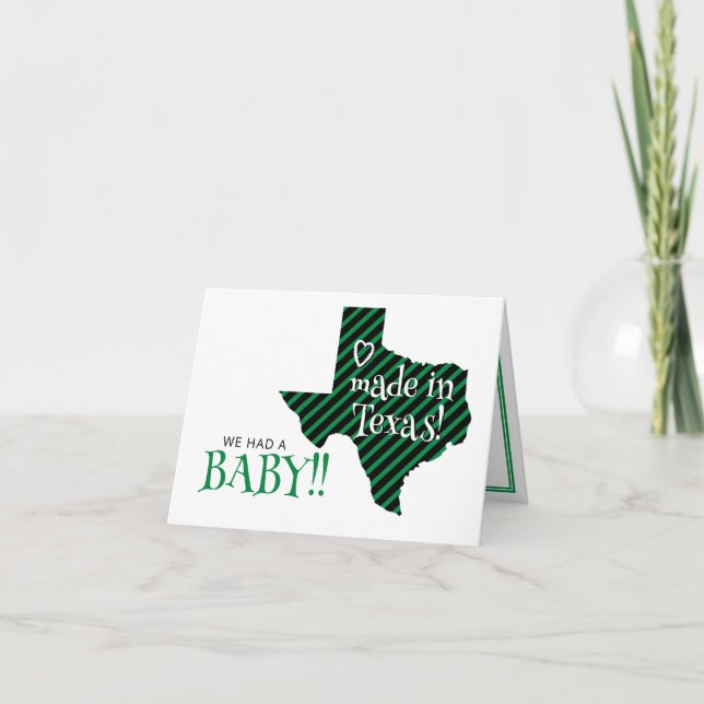 Faire-part Bébé photo rayé vert/noir fait au Texas (Devant)