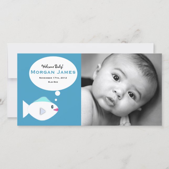 Faire-part Bébé poisson bleu (Devant)