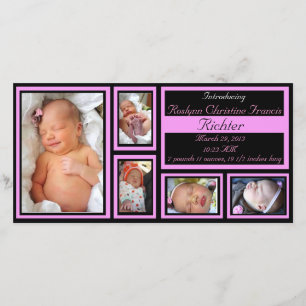 Faire-part bébé - rose
