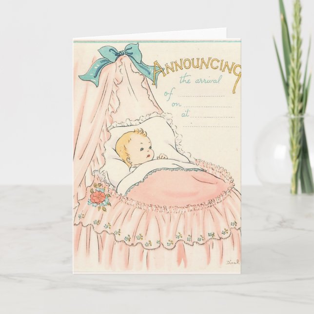 Faire-part bébé rose (Devant)