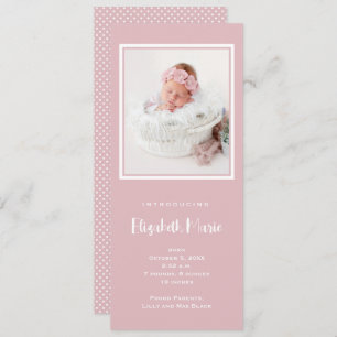Faire-part Bébé rose fille photo naissance