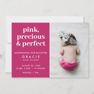Faire-part Bébé rose fille photo naissance