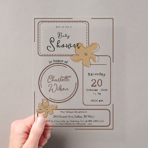 Faire-part bébé Shower Fleurs de Style Minimaliste
