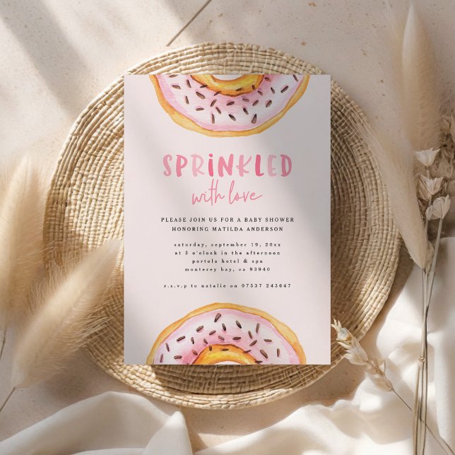 Faire-part beigne baby shower rose girly moderne mignonne (Créateur téléchargé)