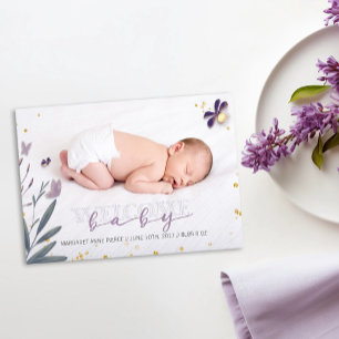 Faire-part Berceuse douce Photo avec étincelle dorée Naissanc
