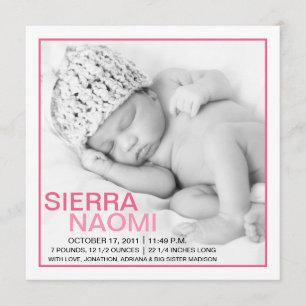 Faire-part Berry Pink Sweet Dreams Photo Annonces de naissanc