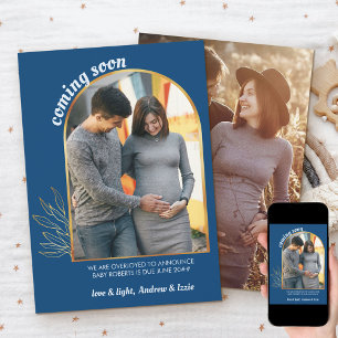 Faire-part Bientôt Gold Arch 2 Photo Blue Grossesse