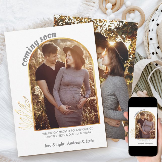 Faire-part Bientôt Gold Arch 2 Photo Grossesse (Créateur téléchargé)