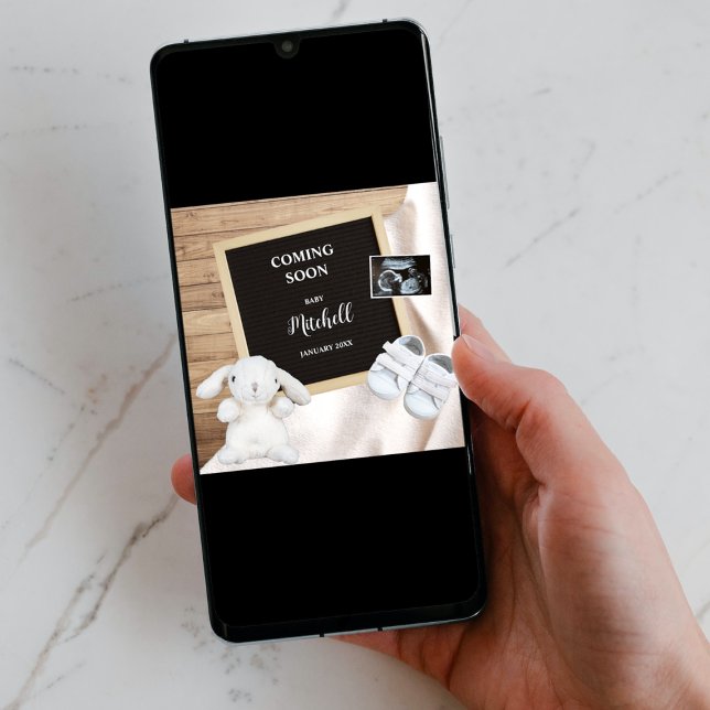 Faire-part Bientôt Photo Grossesse sur les médias sociaux (coming soon social media pregnancy announcement digital pregnancy reveal  sonogram ultrasound photo)