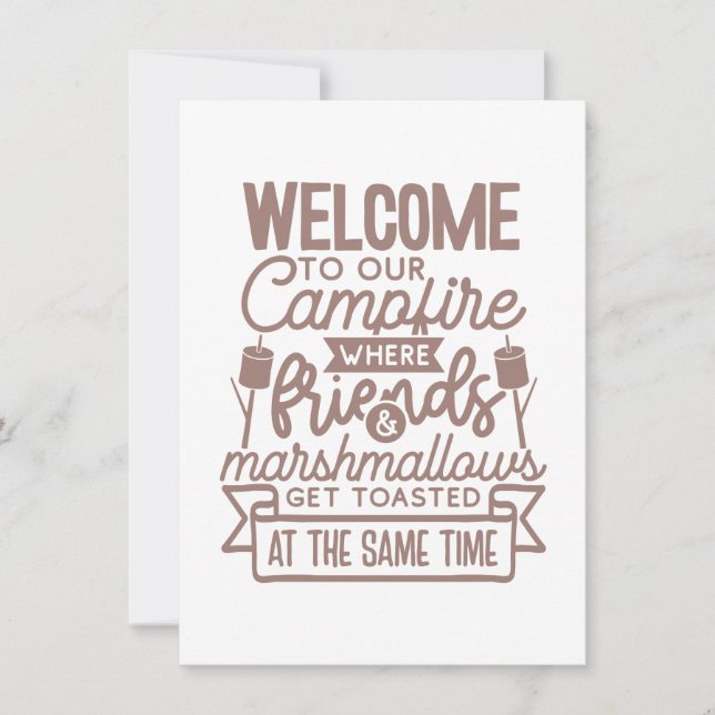 Faire-part Bienvenue Campfire Friends Marshmallows Camping (Devant)