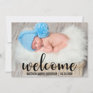 Faire-part Bienvenue Nouveau Baby Modern Black Script Card