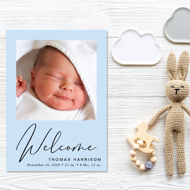 Faire-part Bienvenue Photo Collage bébé garçon bleu naissance (A heartfelt and personalized way to introduce your baby boy to the world)