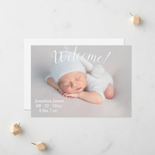 Faire-part Bienvenue Script photo Genre Naissance neutre