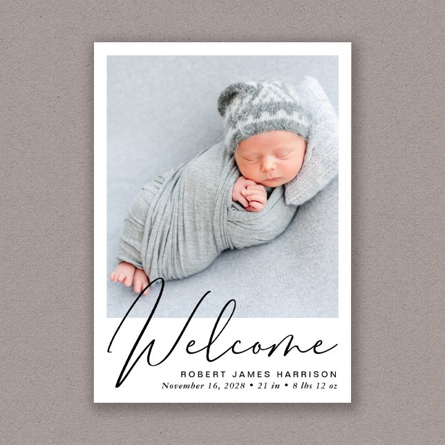 Faire-part Bienvenue Script photo naissance (A beautiful and unique way to thank family and friends and introduce them to your precious  baby)