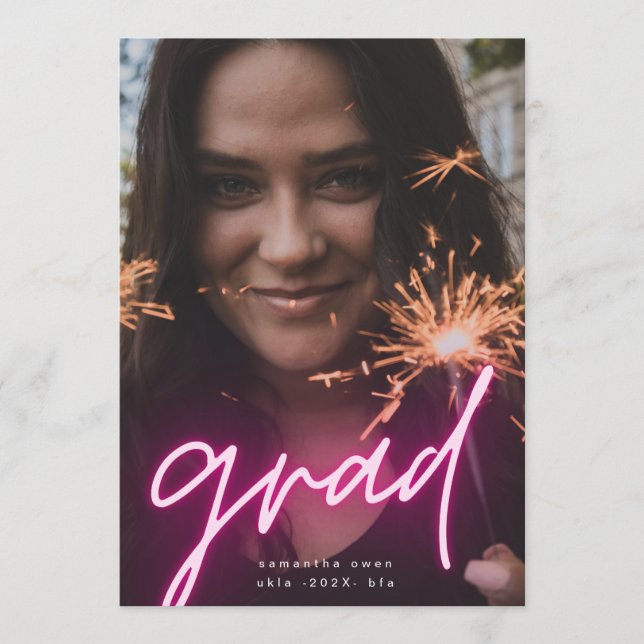 Faire-part Big Lumo Lights Grad Modern Photo University (Devant)