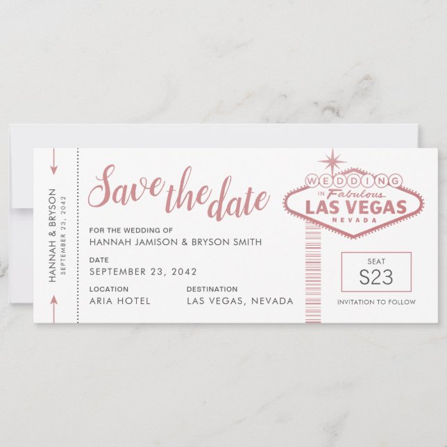 Faire-part Billet d'avion Mariage Las Vegas Enregistrer la ca (Devant)
