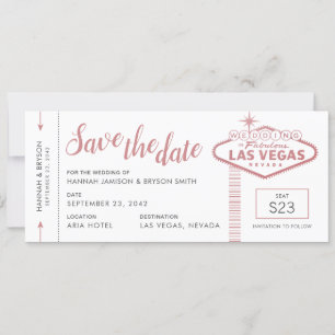 Faire-part Billet d'avion Mariage Las Vegas Enregistrer la ca