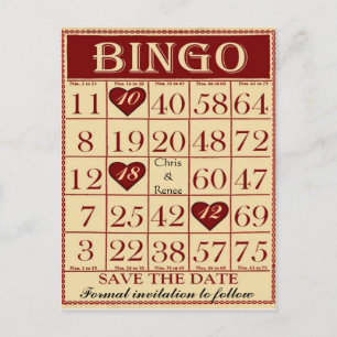 Faire-part Bingo Enregistrer la date carte postale