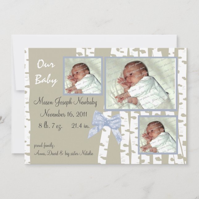 Faire-part Birch Trees and Bows Baby (Devant)