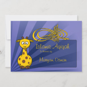 Faire-part Bismillah Giraffe Aqiqa Islam Baby salutation