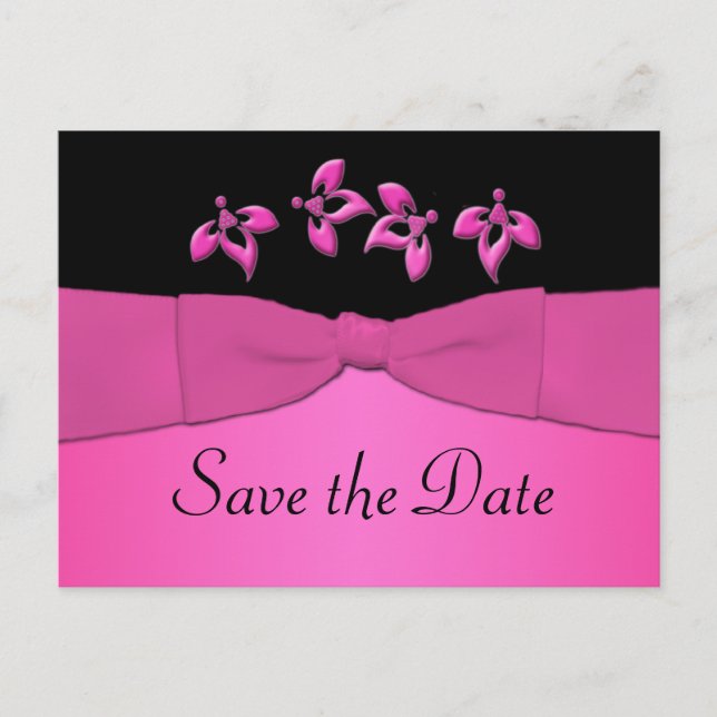 Faire-part Black and Pink Enregistrer la carte postale Date (Devant)