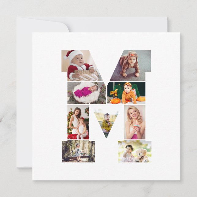 Faire-part Black and White Letter M Photo Collage (Devant)