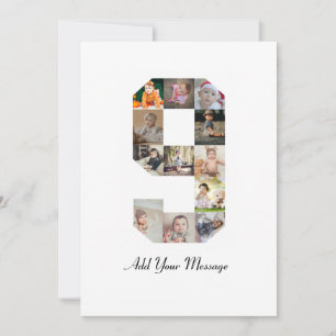 Faire-part Black and White Numéro 9 Photo Collage