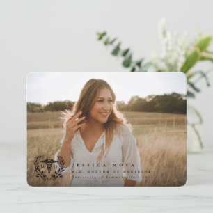 Faire-part Black Caduceus MD Docteur en médecine